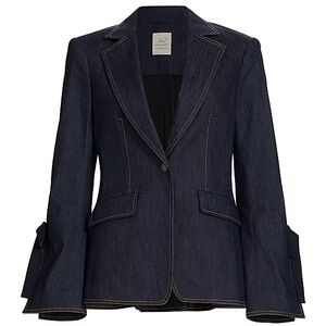 Cinq à Sept Lou Stretch Denim Bow Blazer